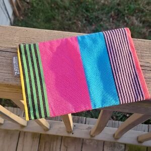 Tissage de Luz Striped Colorblock Pouch | French Woven Zip Pouch